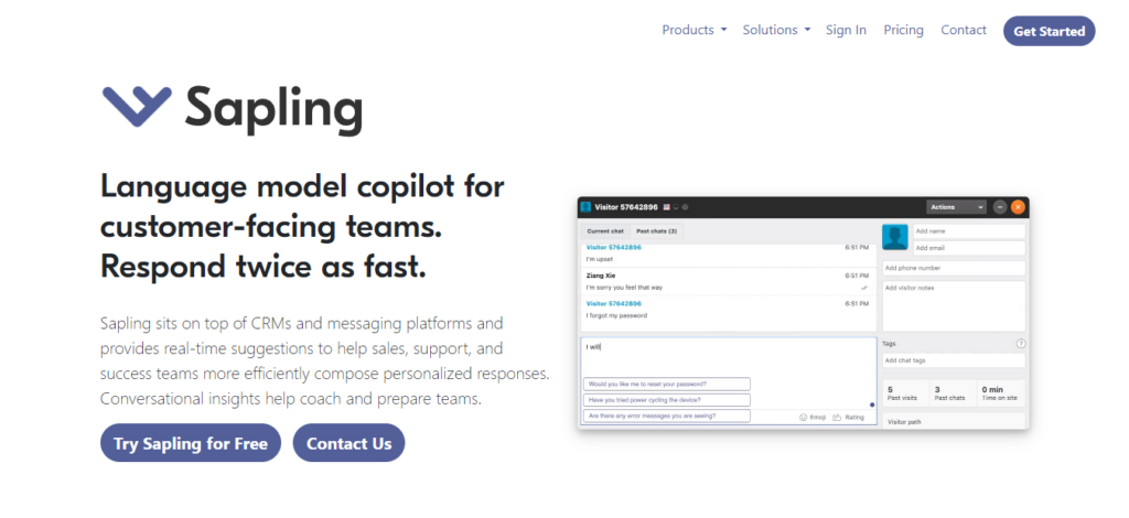 Sapling content detector homepage