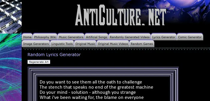 Anticulture - AI lyrics generator