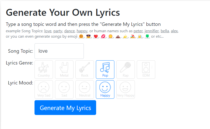 Generate Your Own Lyrics - AI lyrics generators