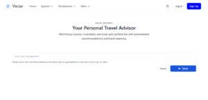 AI TOOLS FOR TRAVEL COMPANIES : VACAY CHATBOT